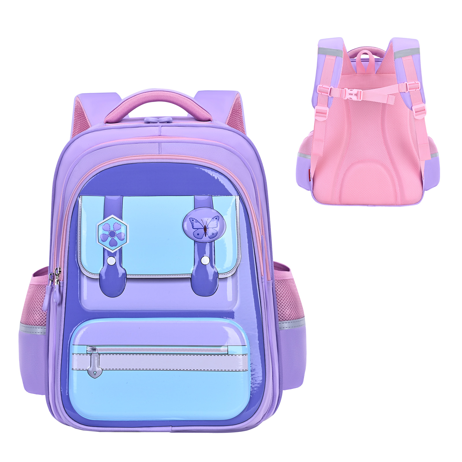 Mochila escolar de imitación nailon con correas reforzadas Proveedor mayorista de fábrica