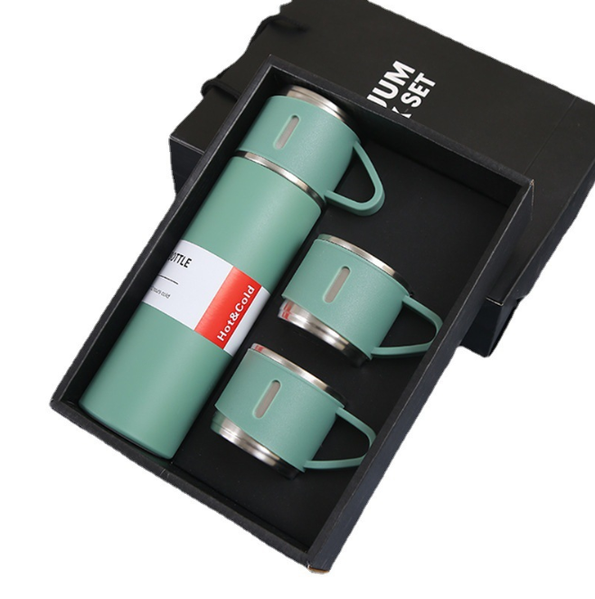 Taza aislante de acero inoxidable 304 con taza de té, una taza con tres tapas, set de regalo empresarial