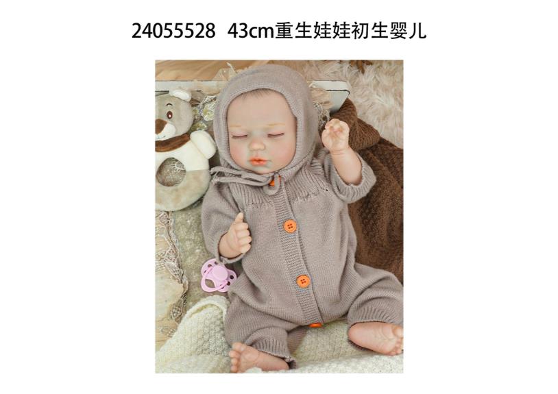 Versión con sensor de gravedad: Muñeca reborn de 43 cm de silicona suave, bebé altamente realista, cuerpo completo de silicona, extremidades móviles, con órganos genitales, incluye pañal, tarjeta de nacimiento, chupete y biberón