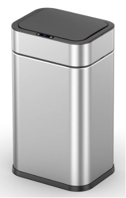 Bote de basura con sensor inteligente, acero inoxidable, recargable, con pantalla de nivel de batería, capacidad de batería de 1500 mAh, función siempre encendida con un botón, funciones de apertura con mano y pie, función de succión automática, contenedor interior no incluido.