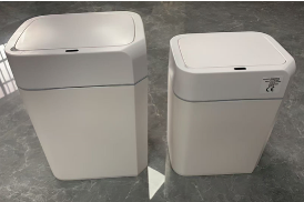 6117 Juego de botes de basura inteligentes, blanco, a pilas (sin pilas), 1,5 W de potencia, sensor infrarrojo monomodo