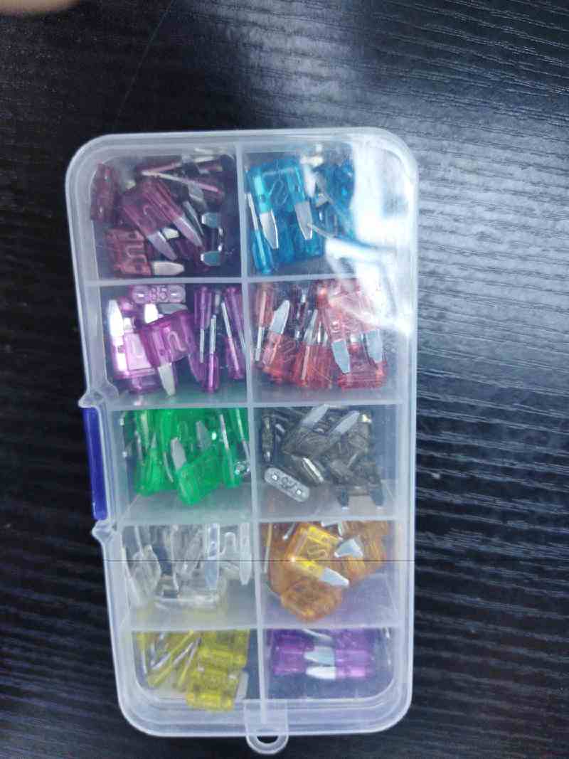 Juego de fusibles, aleación de aluminio, 100 piezas, caja de plástico