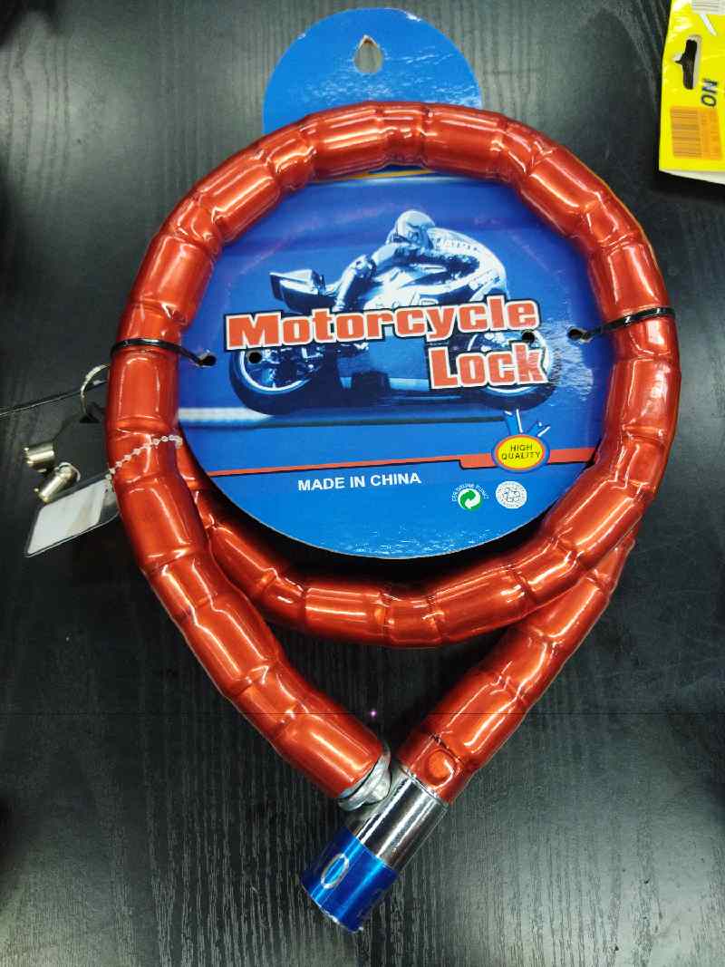 Candado para motocicleta (22 mm x 1,2 m) con clip, rojo, azul y negro