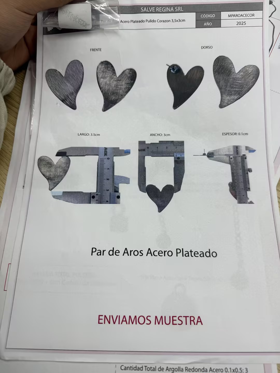 Accesorio de acero en forma de corazón, pulido, estilo y talla como se muestra, acero inoxidable