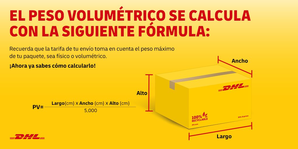 ¿Cuál es la regla de cálculo volumétrico de DHL y cómo afecta el costo de envío?