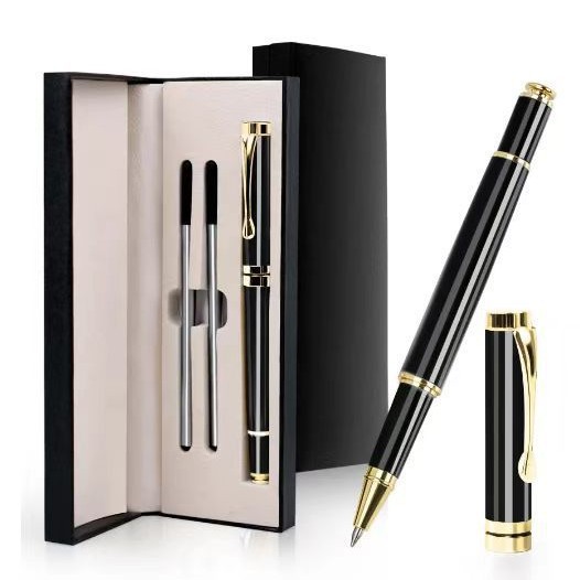 Pluma Estilográfica de Acero Inoxidable, Escritura Suave para Oficina y Regalo, Incluye Repuesto y Caja image 1