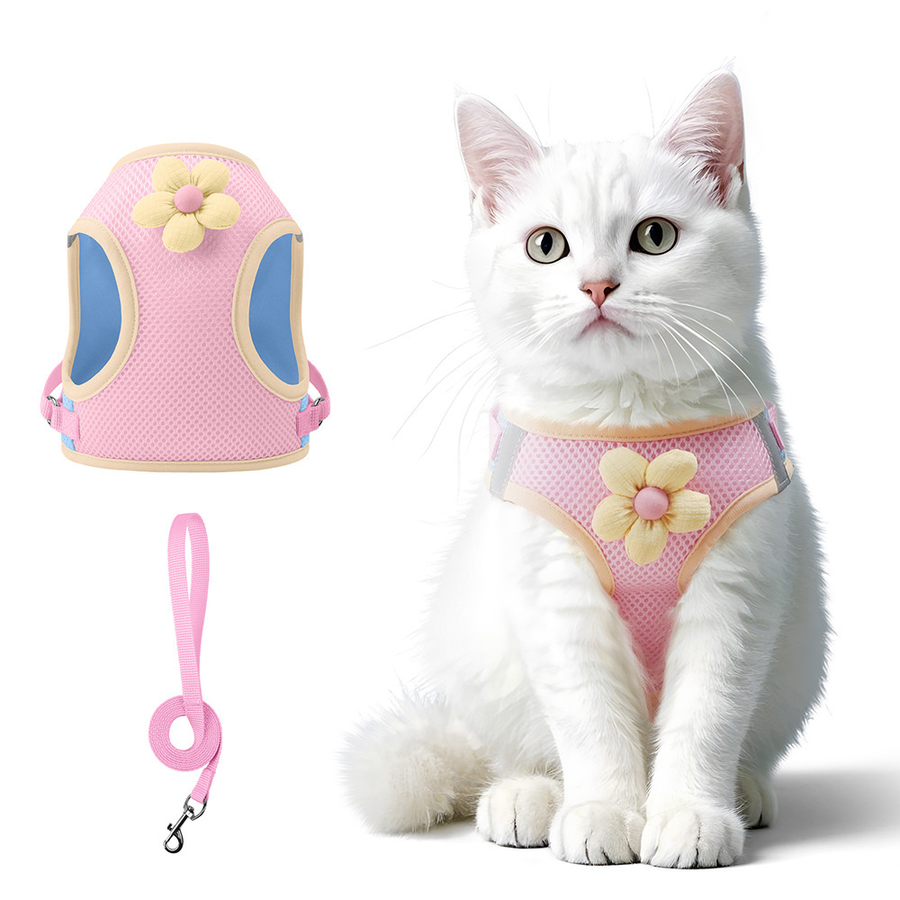 Arnés Tipo Chaleco para Perros y Gatos de Nylon, Control Seguro para Paseo, Diseño Reflectante Ajustable