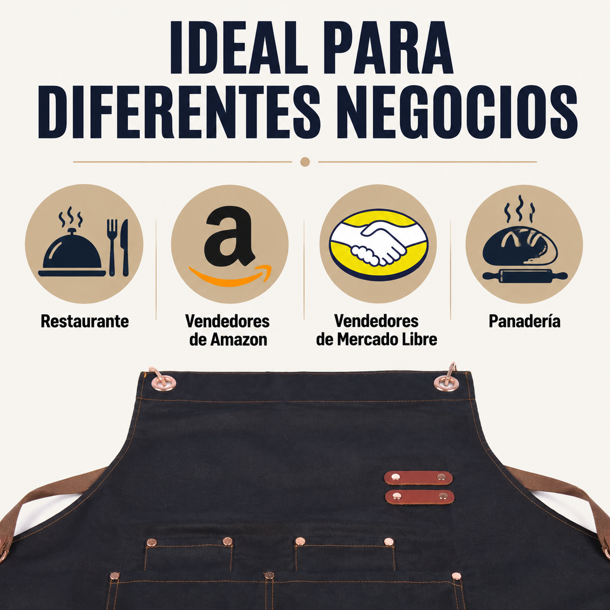 Mandil de Cocina Ajustable Impermeable Multiusos 76 × 67 cm image 5