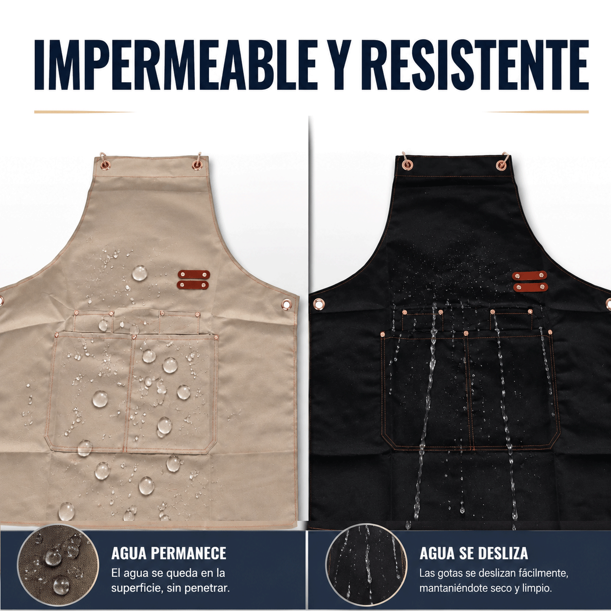Mandil de Cocina Ajustable Impermeable Multiusos 76 × 67 cm image 3