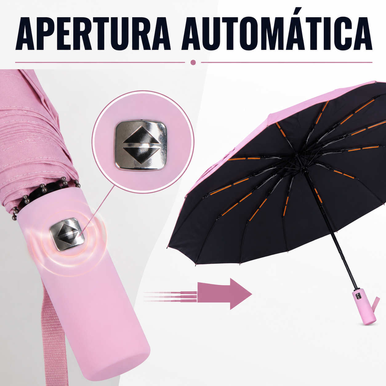 Paraguas Automático con Protección UV y 12 Varillas 105 cm