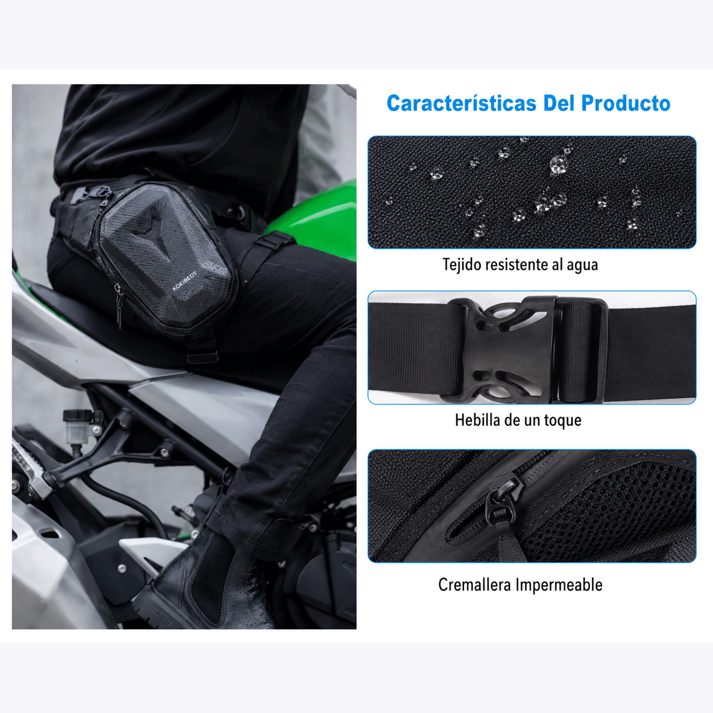 Riñonera Piernera Impermeable de Oxford, Almacenamiento Seguro para Motociclista, Ajustable Multifuncional