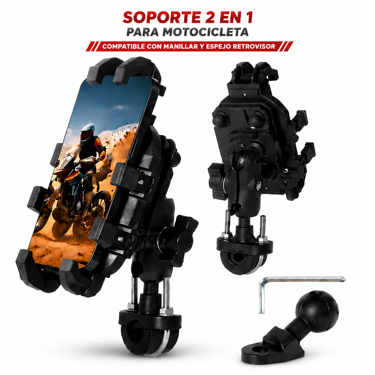 Soporte para Celular de Moto y Bicicleta con Absorción de Impactos 2 en 1 image 1