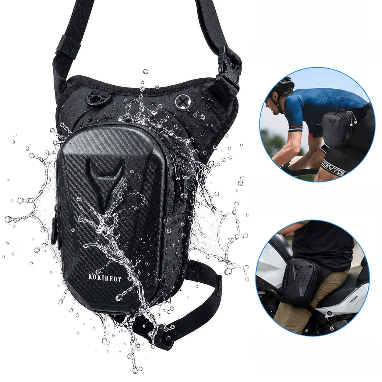 Riñonera Piernera Impermeable de Oxford, Almacenamiento Seguro para Motociclista, Ajustable Multifuncional