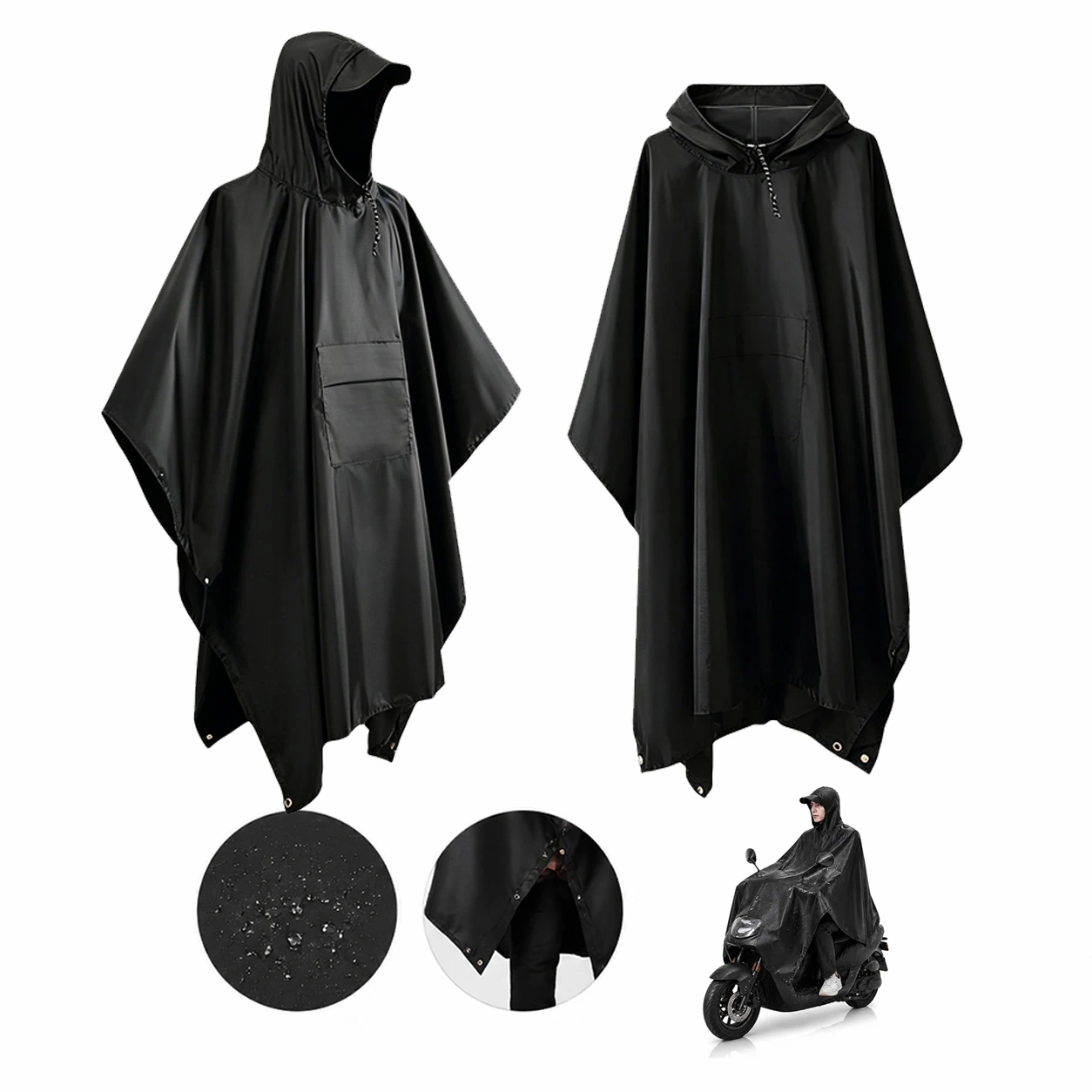 Poncho Impermeable de PVC, Protección contra Lluvia para Viajes y Exterior, Diseño Portátil Unisex