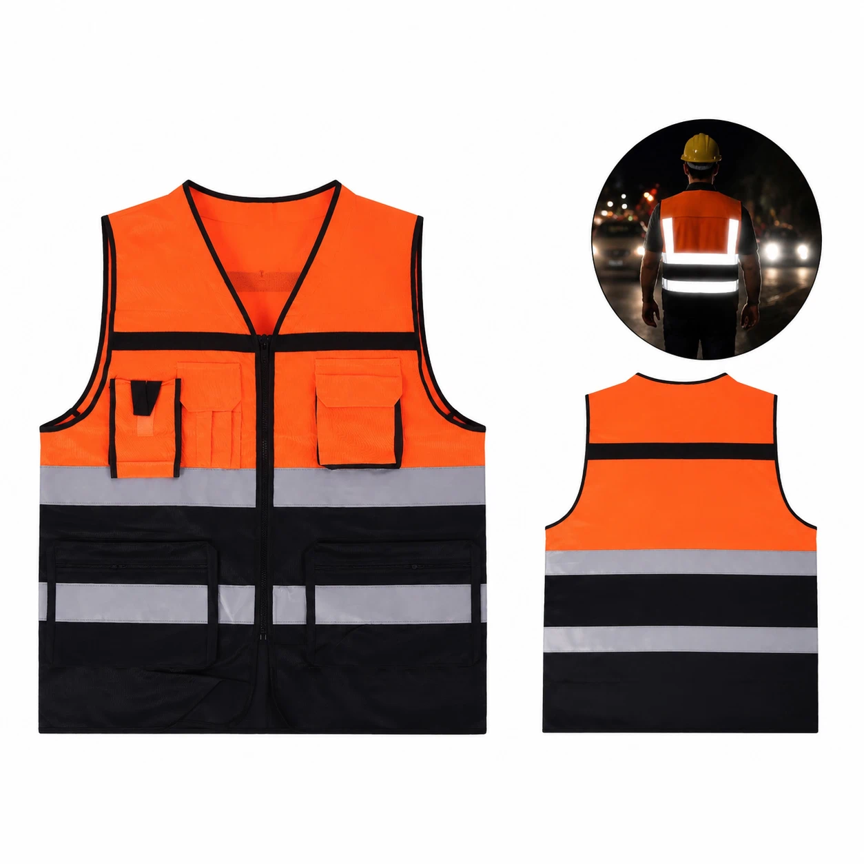 Chaleco de Seguridad Reflectante de Poliéster, Alta Visibilidad para Industria y Construcción, Superbrillante image 1