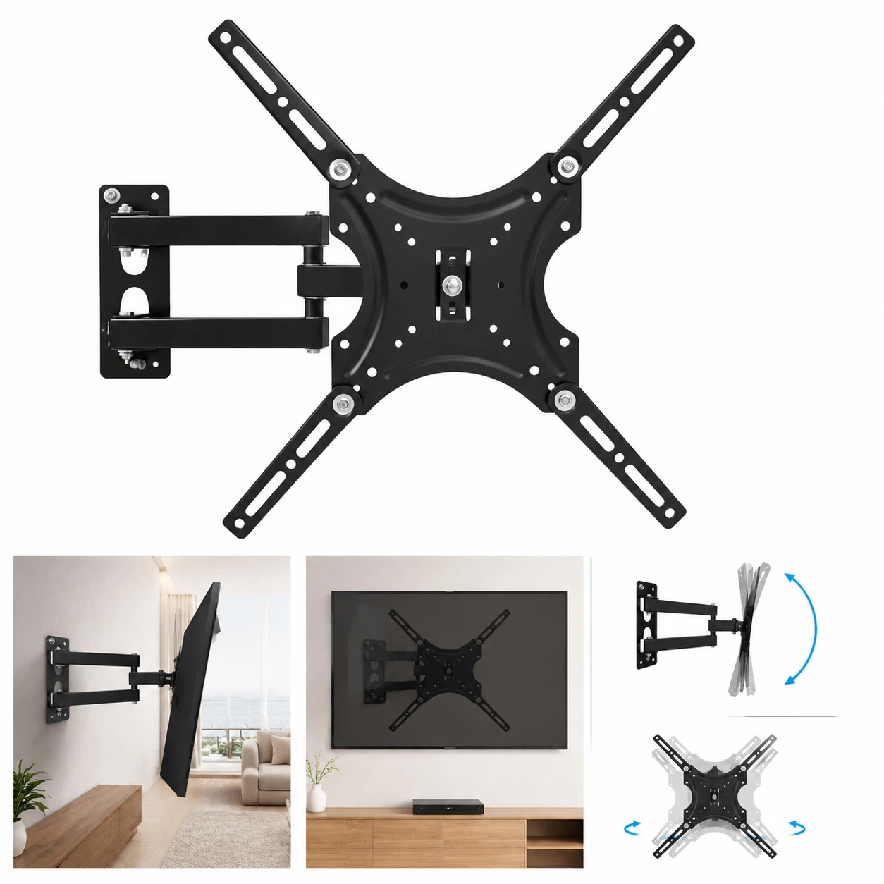 Soporte para TV y Monitor de Acero, Brazo Ajustable para Pantallas de 32 a 55 Pulgadas, Montaje de Pared image 1