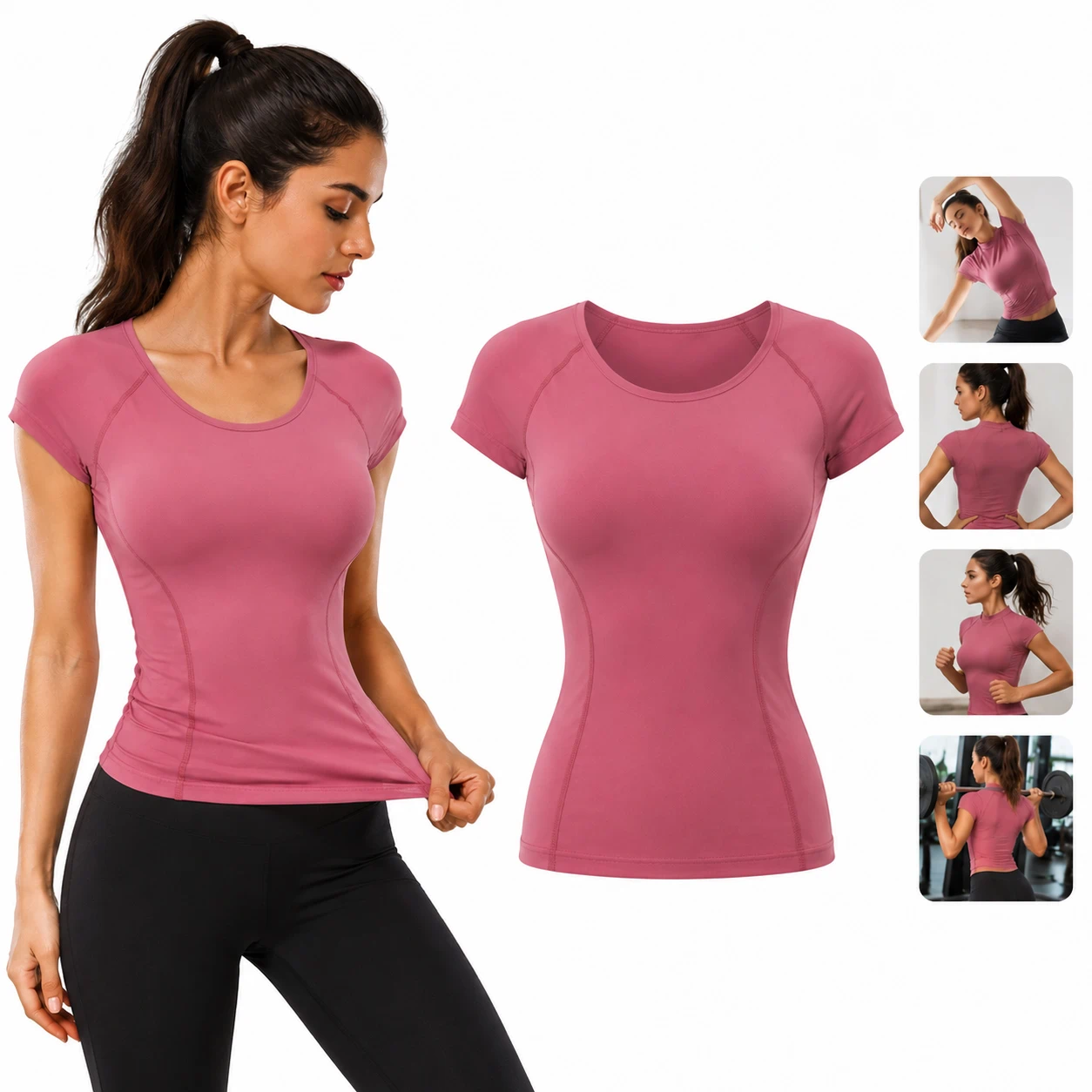 Playera Deportiva para Mujer de Poliéster, Secado Rápido para Running y Fitness, Pack de 3 Piezas image 1