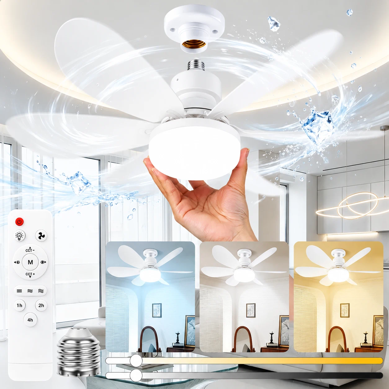 Ventilador de Techo con Luz LED y Control Remoto