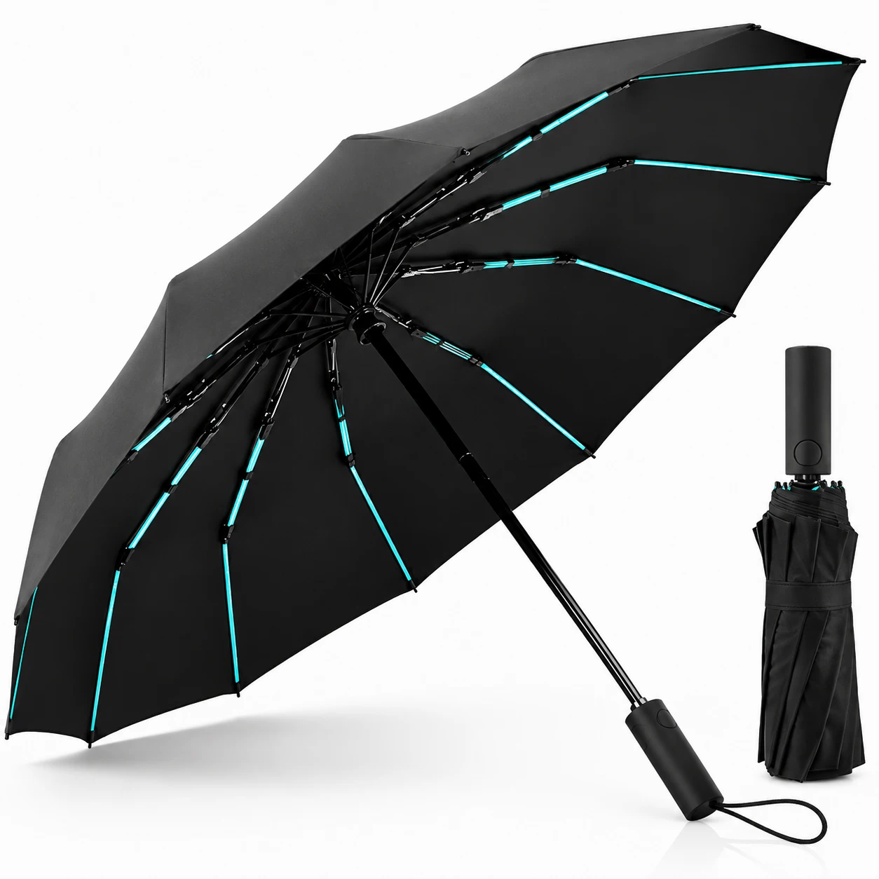Paraguas Automático con Protección UV, 12 Varillas y Sistema Antiviento