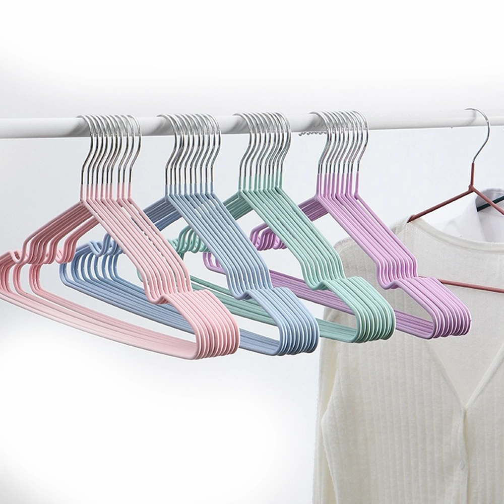 Perchas Antideslizantes para Ropa con Recubrimiento Plástico, 10 Piezas