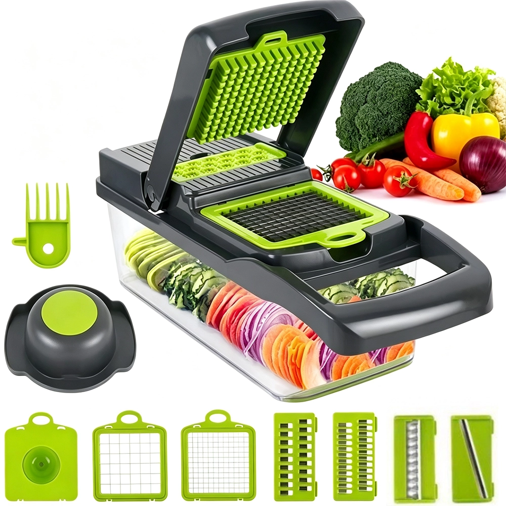 Set de 14 Piezas de Cortador y Rallador de Verduras Multifuncional para Cocina