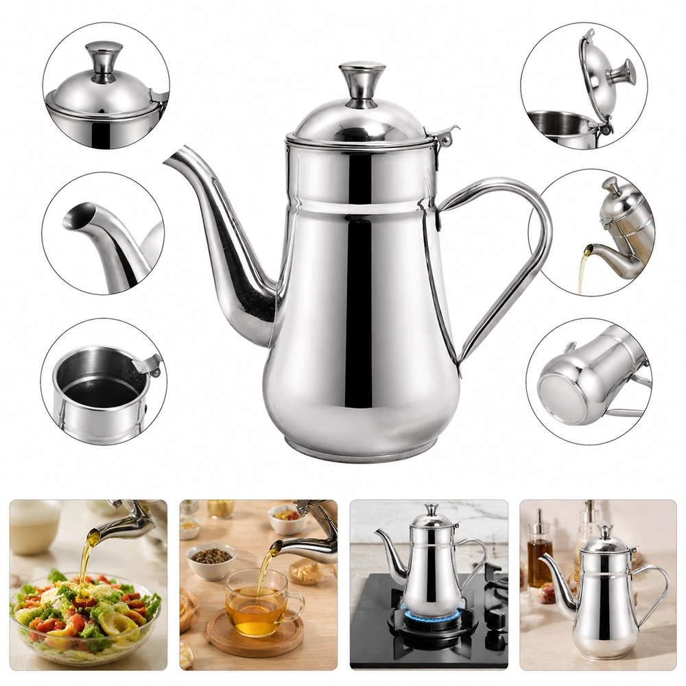 Dispensador de Aceite y Agua de Acero Inoxidable Grado Alimenticio Multiuso 21.5×10.5×22.5cm