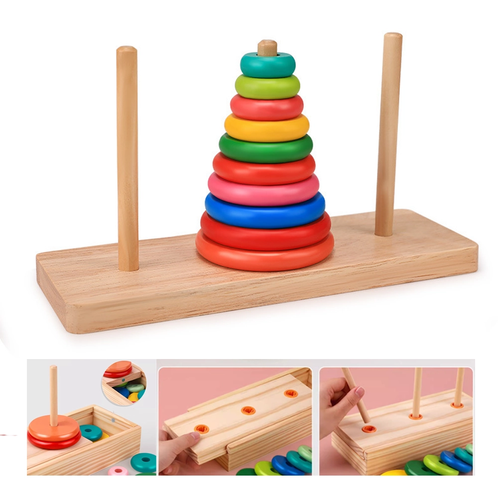Juego Educativo de Torre de Hanói de Madera, para Niños