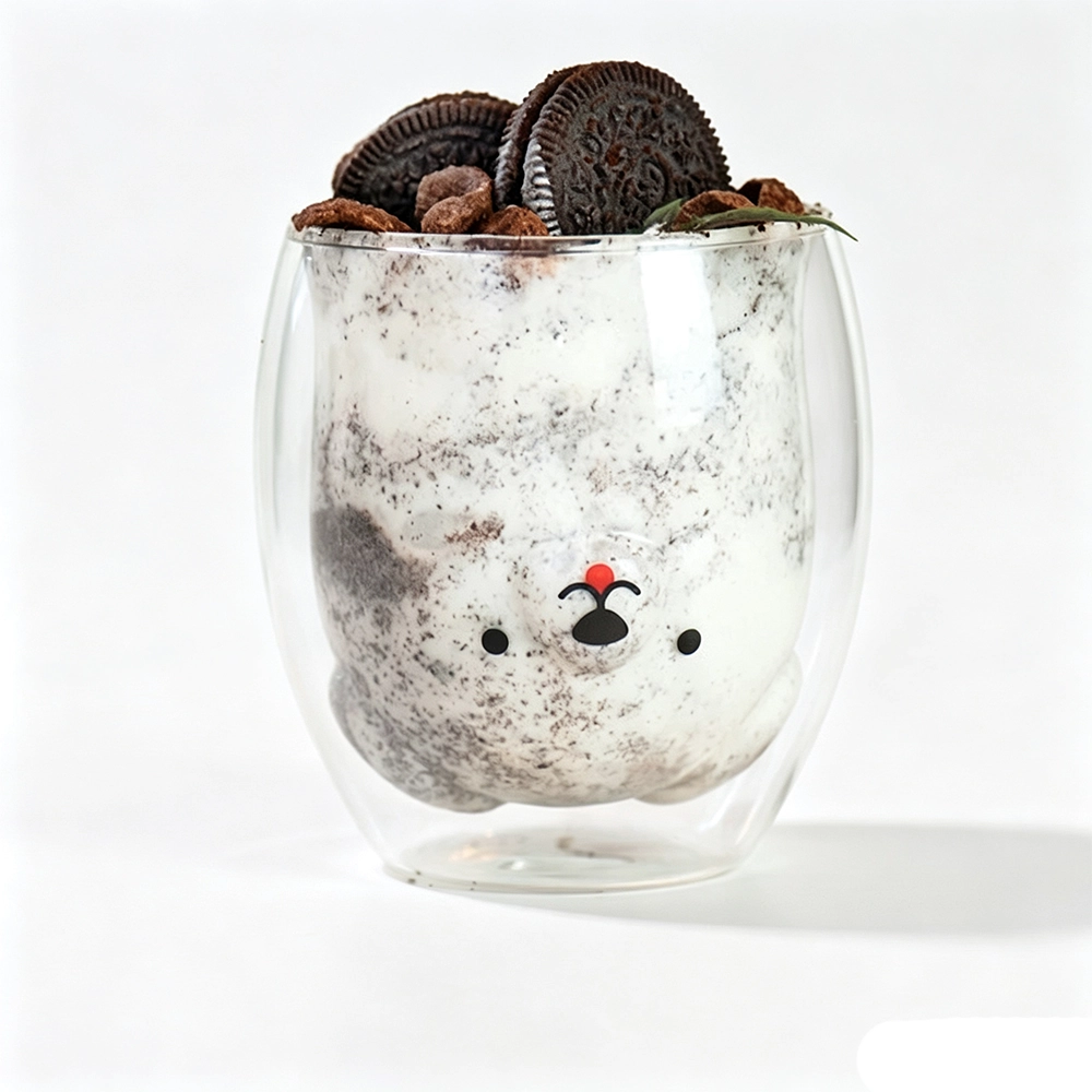 Vaso de Vidrio Doble Pared con Diseño Infantil, 250ml
