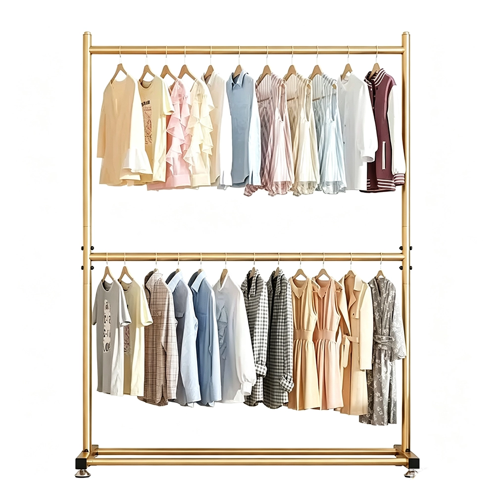 Perchero de Ropa de Doble Nivel con Ruedas, 185×40×120cm