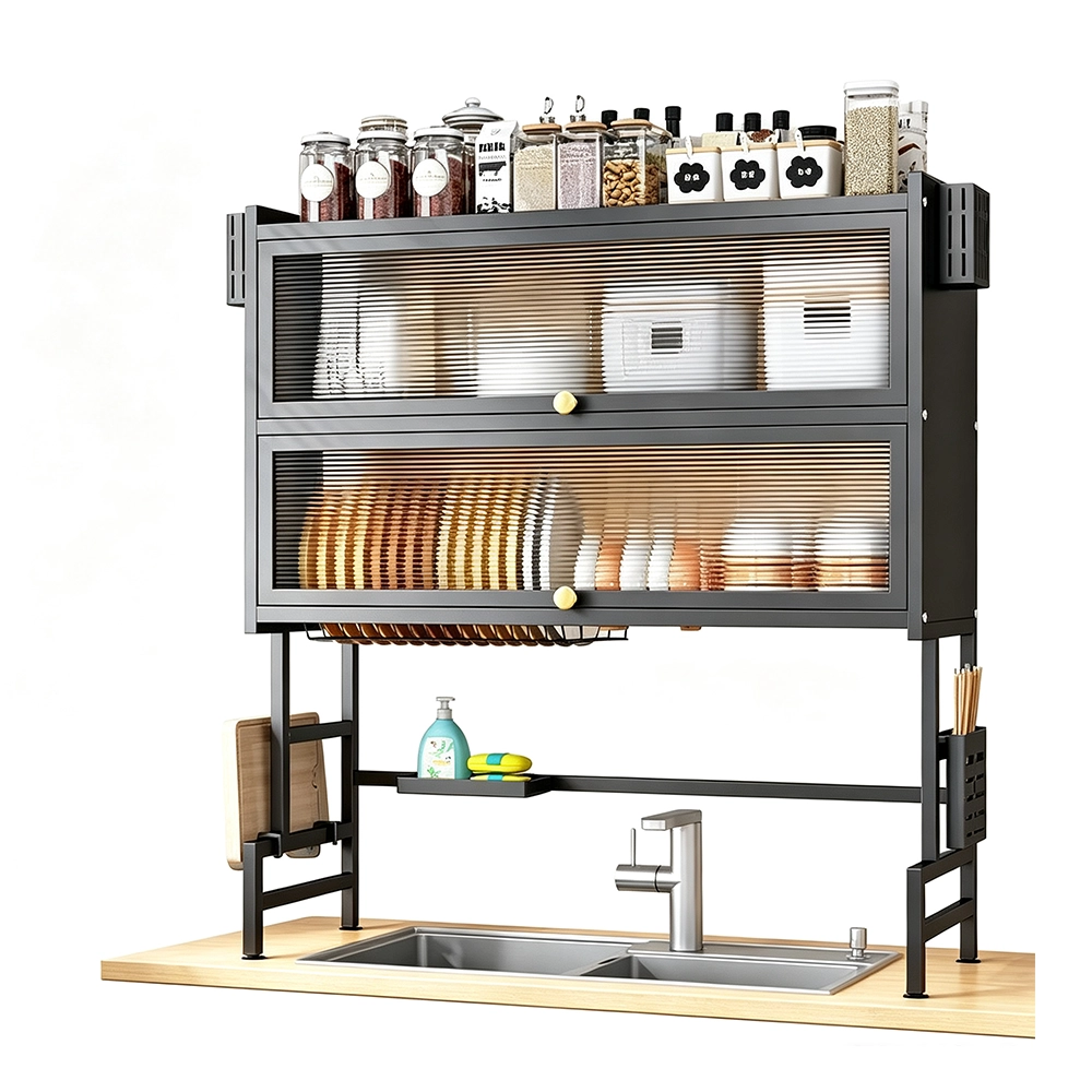 Estante Escurridor de Doble Nivel para Fregadero de Cocina, 85×30×95cm