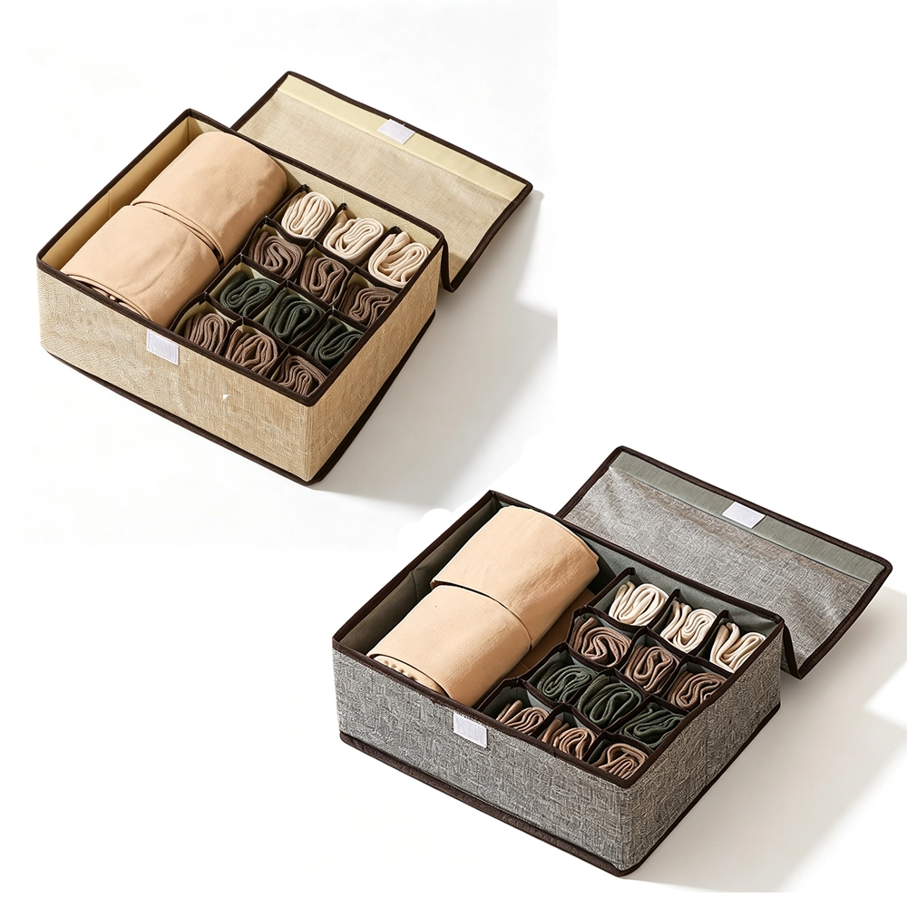 Caja Organizadora de Calcetines y Ropa Interior con Tapa, 13 Ranuras, 32×25×11cm