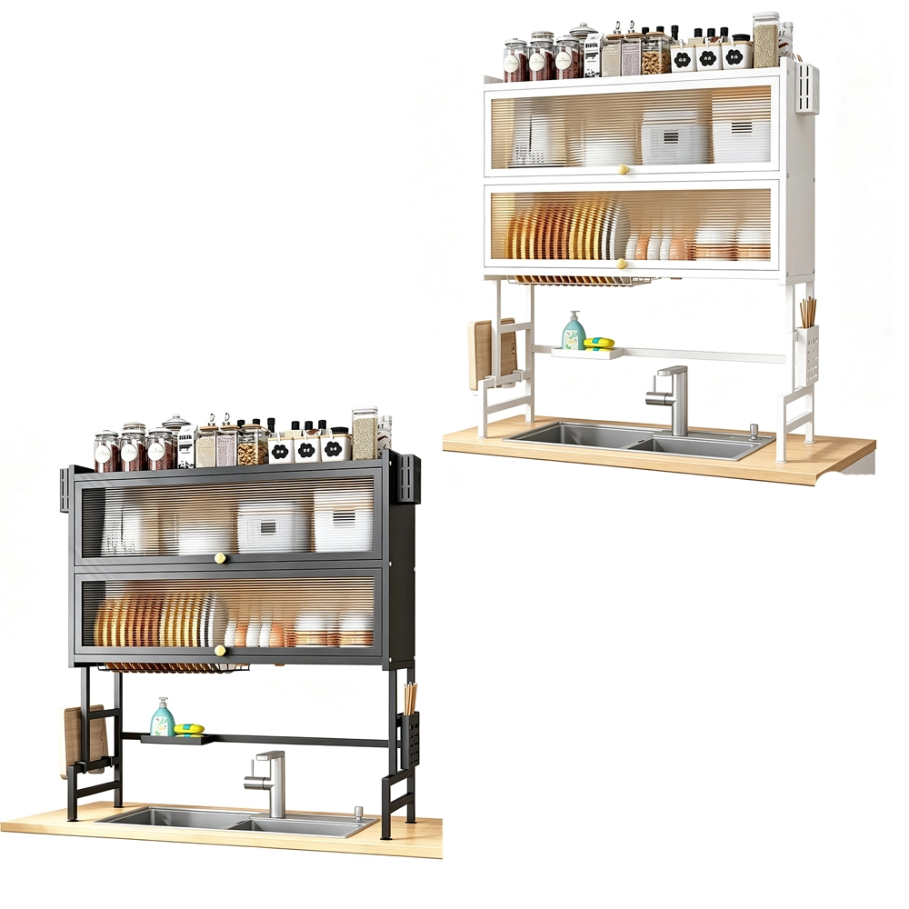 Estante Escurridor de Doble Nivel para Fregadero de Cocina, 85×30×95cm