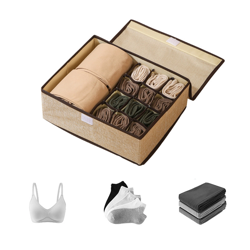 Caja Organizadora de Calcetines y Ropa Interior con Tapa, 13 Ranuras, 32×25×11cm