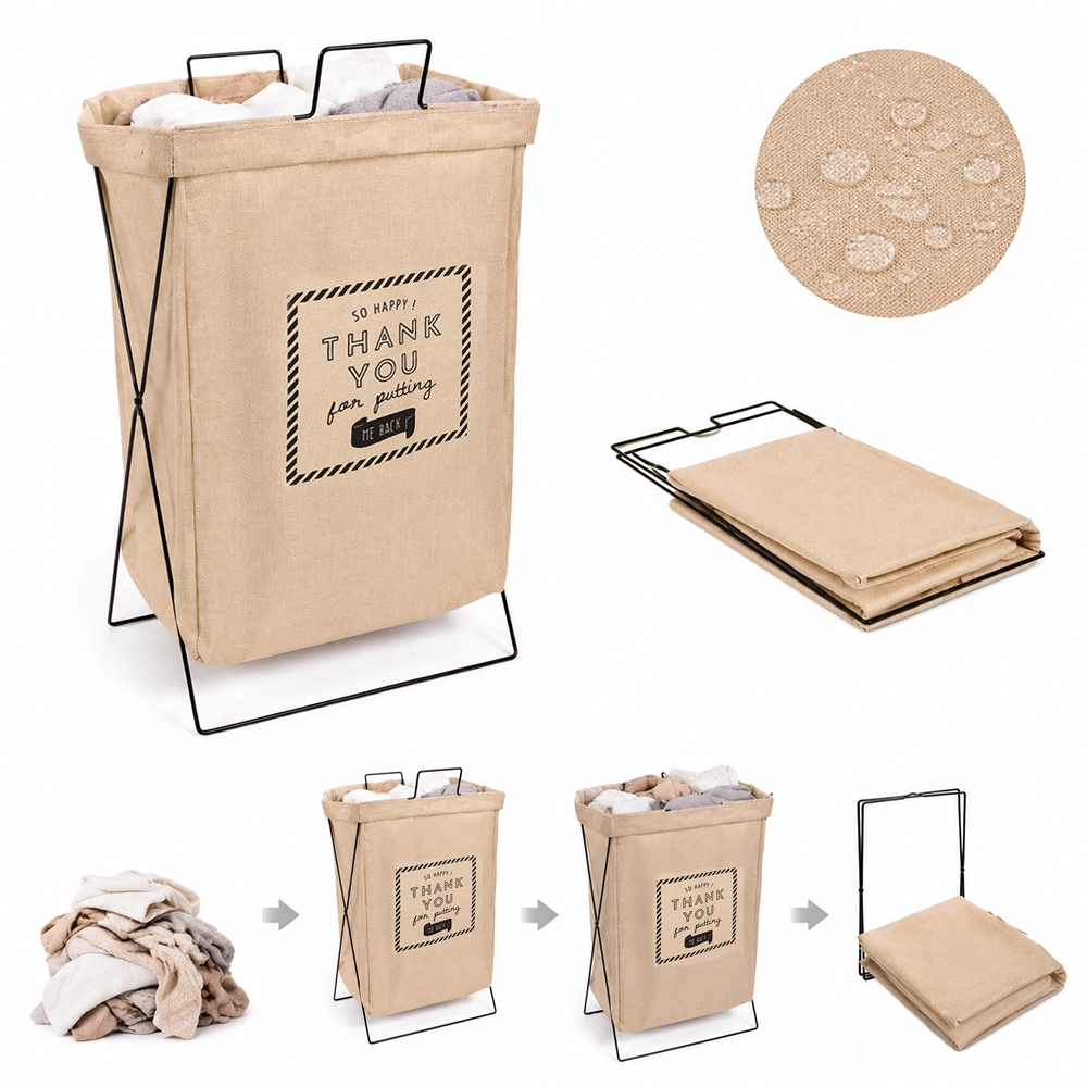 Cesto Plegable para Ropa Sucia de Tela No Tejida, 35×26×65cm