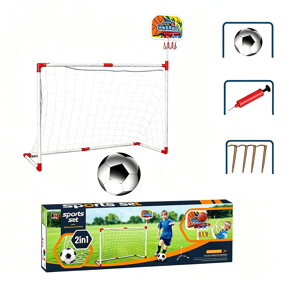 Portería de Fútbol Plegable para Niños, 2 en 1 Fútbol y Baloncesto