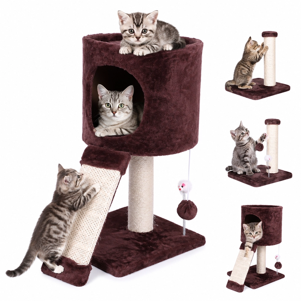 Árbol de Gato con Rascador y Cama Madera
