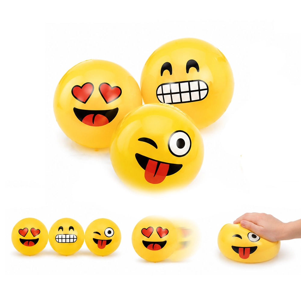 Balón Inflable de Cara Sonriente de Plástico Amarillo con Red 22cm