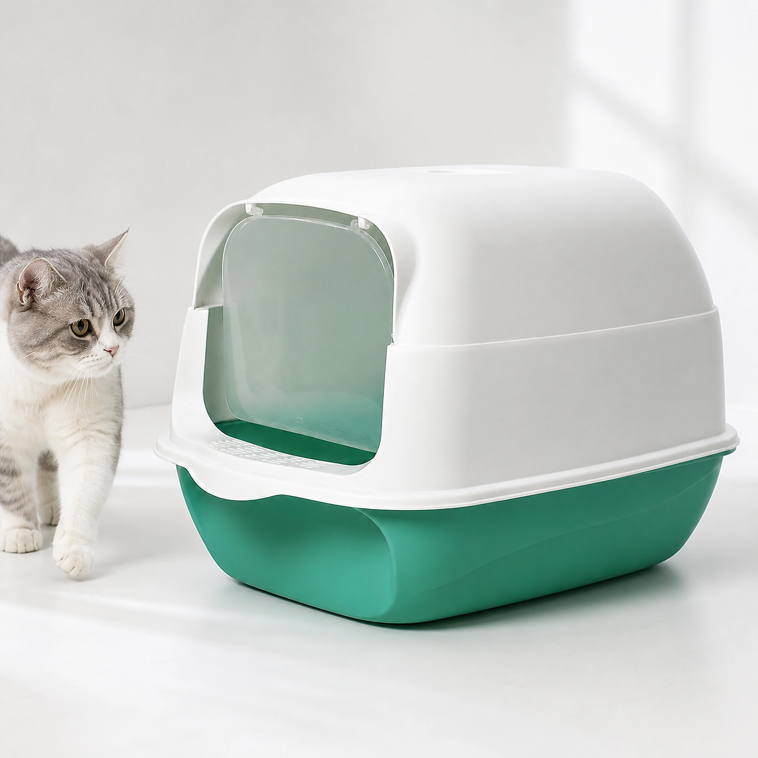 Caja de Arena para Gatos de Plástico Grande Anti Salpicadura