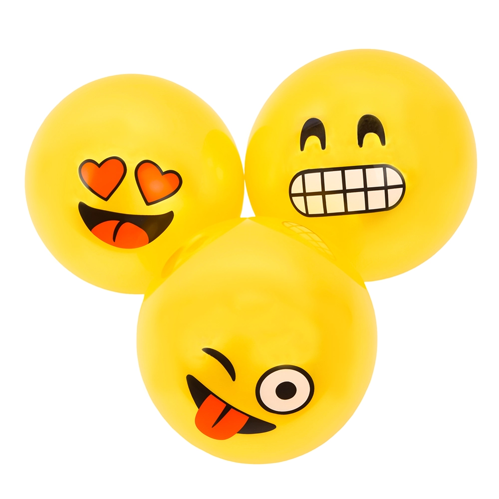 Balón Inflable de Cara Sonriente de Plástico Amarillo con Red 22cm