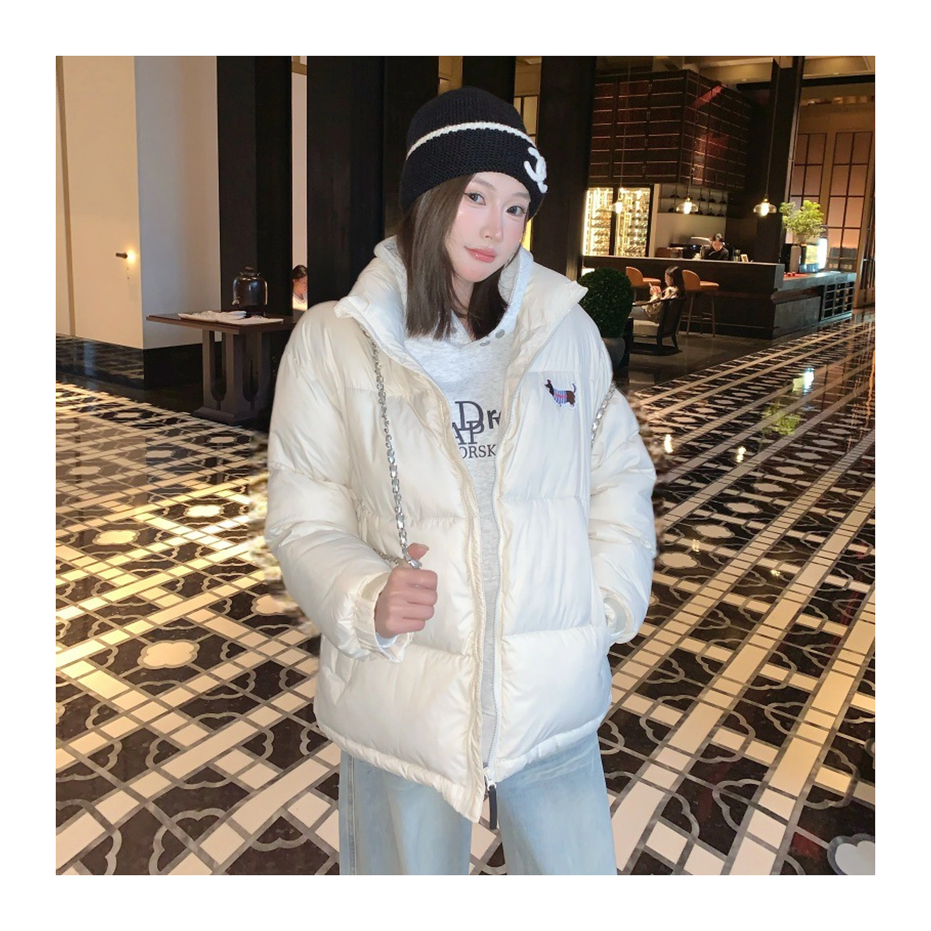 Chaqueta acolchada unisex, textura arrugada, tipo puffer, holgada, coreana, petite
