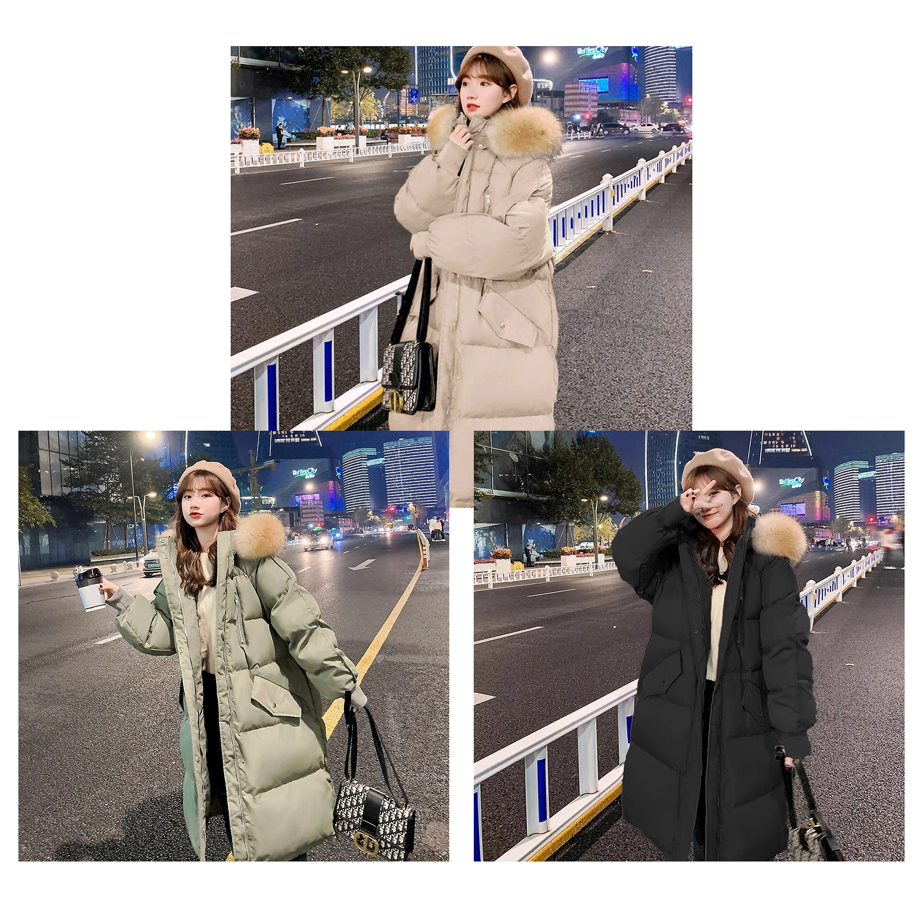 Chaqueta acolchada mujer, tela boka, media pierna, holgada, talla grande image 2