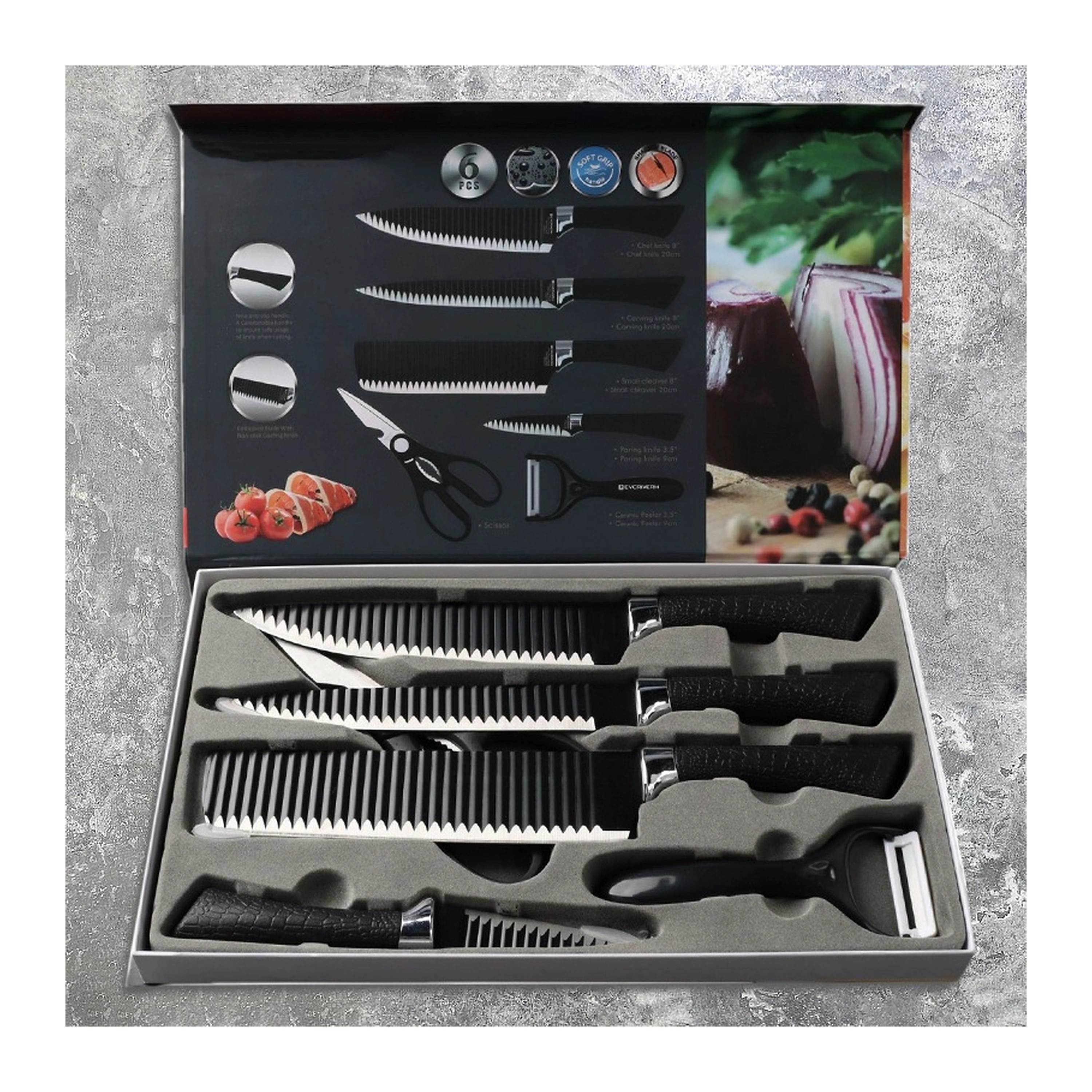 Set de Cuchillos de Acero Inoxidable para Cocina, 6 Piezas