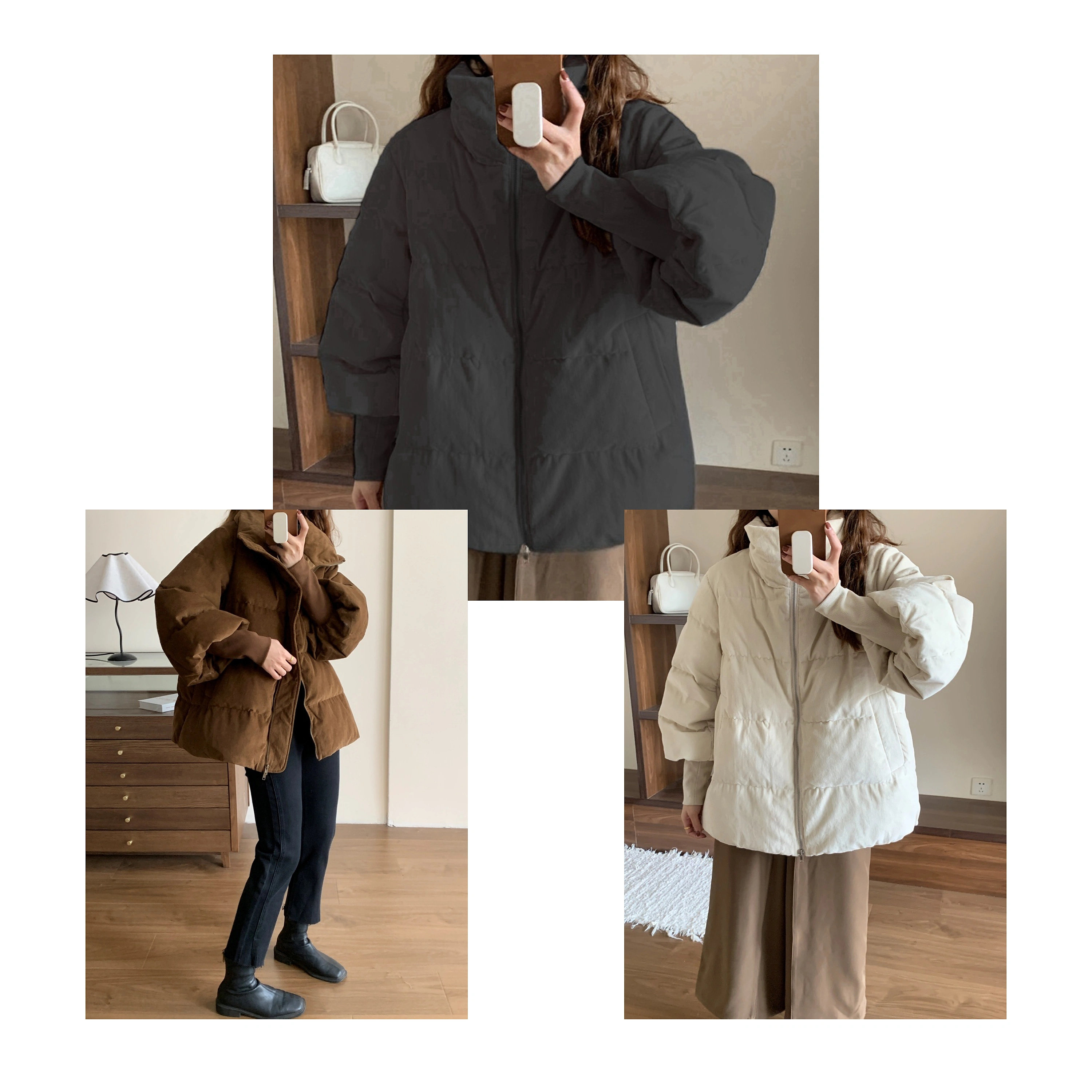 Chaqueta acolchada mujer, pana, corta, gruesa, coreana, talla petite image 2