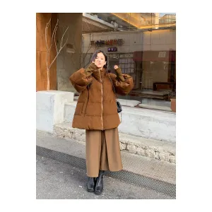 Chaqueta acolchada mujer, pana, corta, gruesa, coreana, talla petite