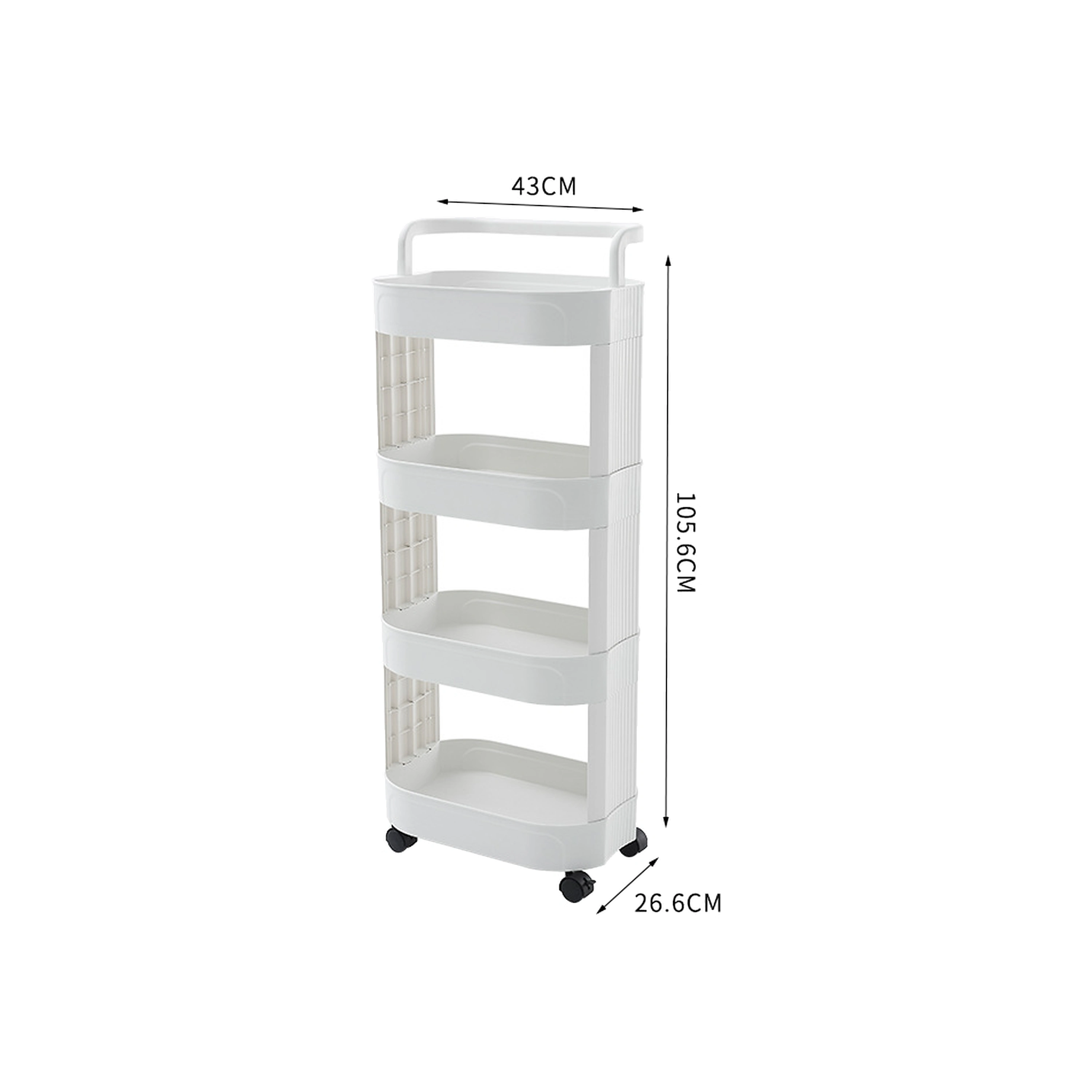 Carrito Organizador de Plástico Multinivel con Ruedas para Cocina, 43x105.6x26.6 cm