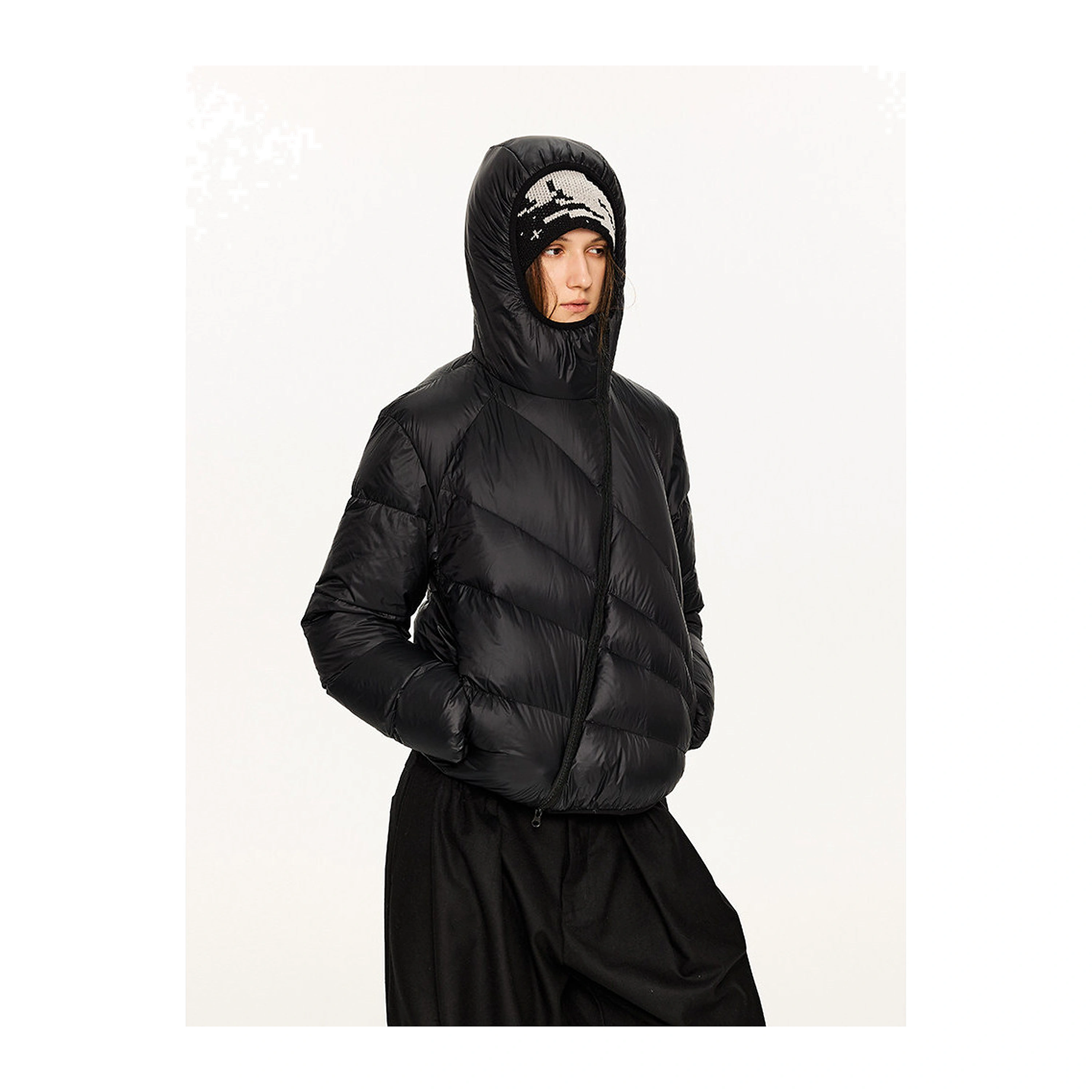 Chaqueta acolchada unisex, chunyafang 400T, cierre diagonal, ligera, con capucha image 1