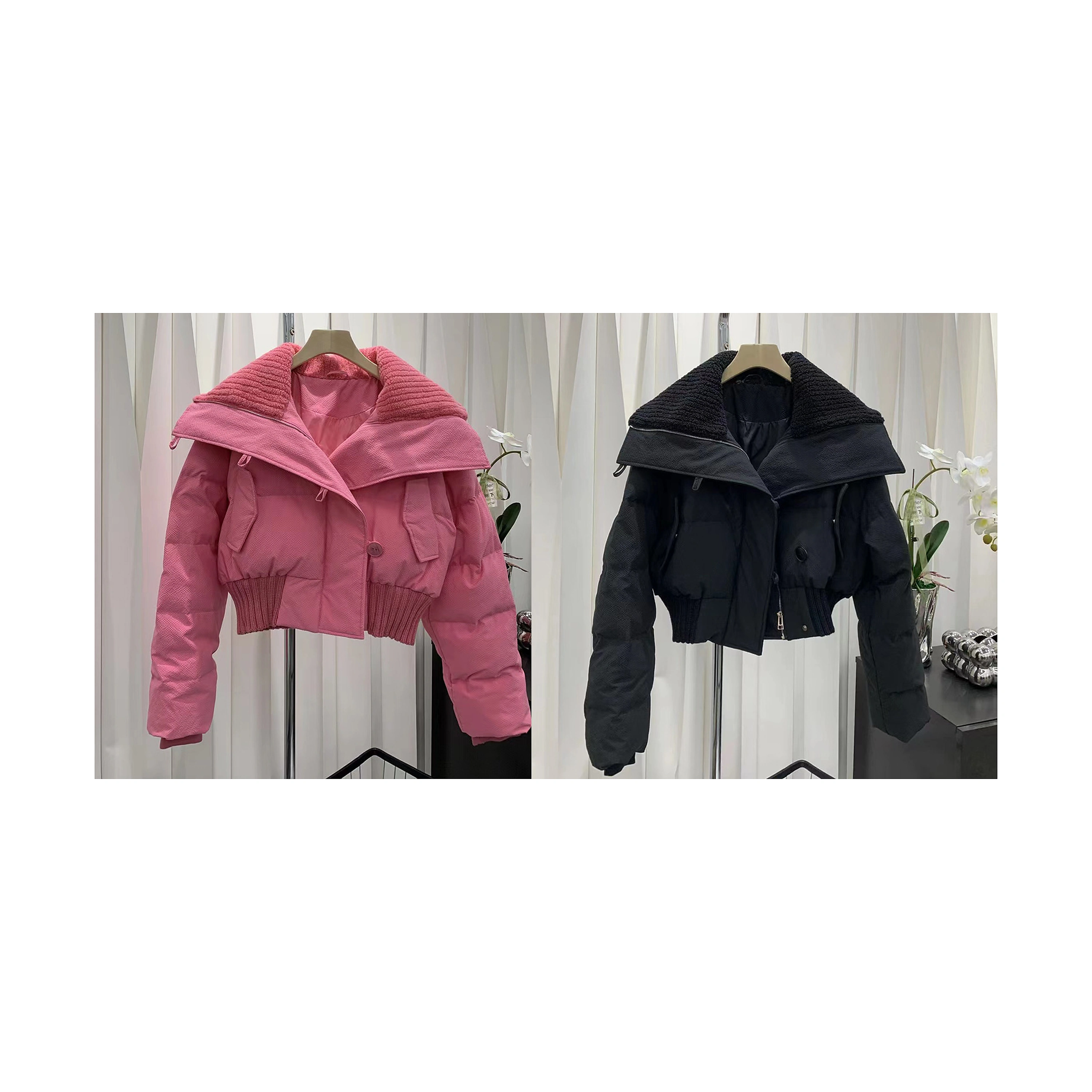 Chaqueta acolchada mujer, jacquard, corta, holgada, diseño coreano image 2