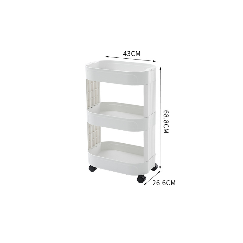 Carrito Organizador de Plástico Multinivel con Ruedas para Cocina, 43x97.1x26.6 cm