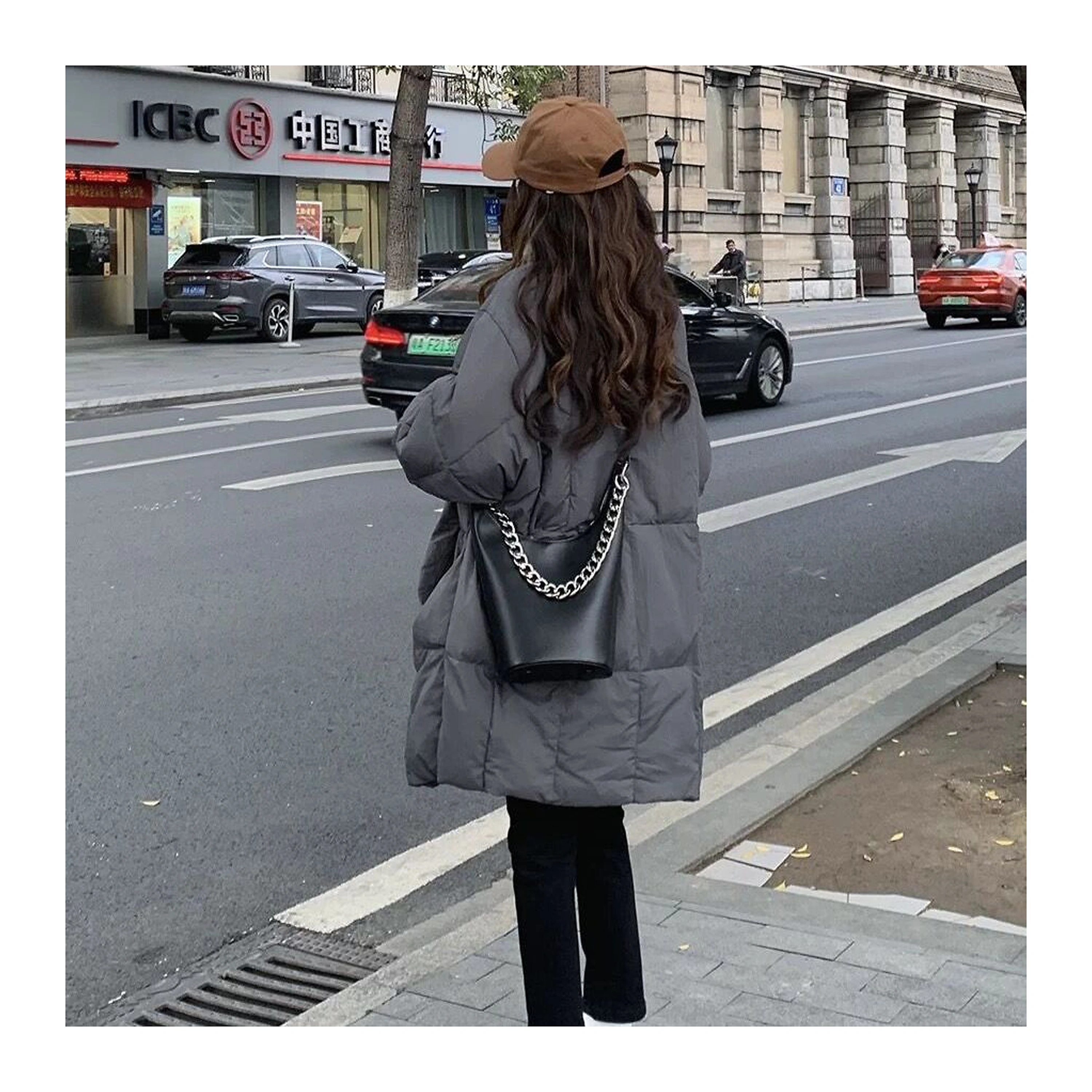 Chaqueta acolchada mujer, nailon 420D, pasada la rodilla, holgada, coreana image 1