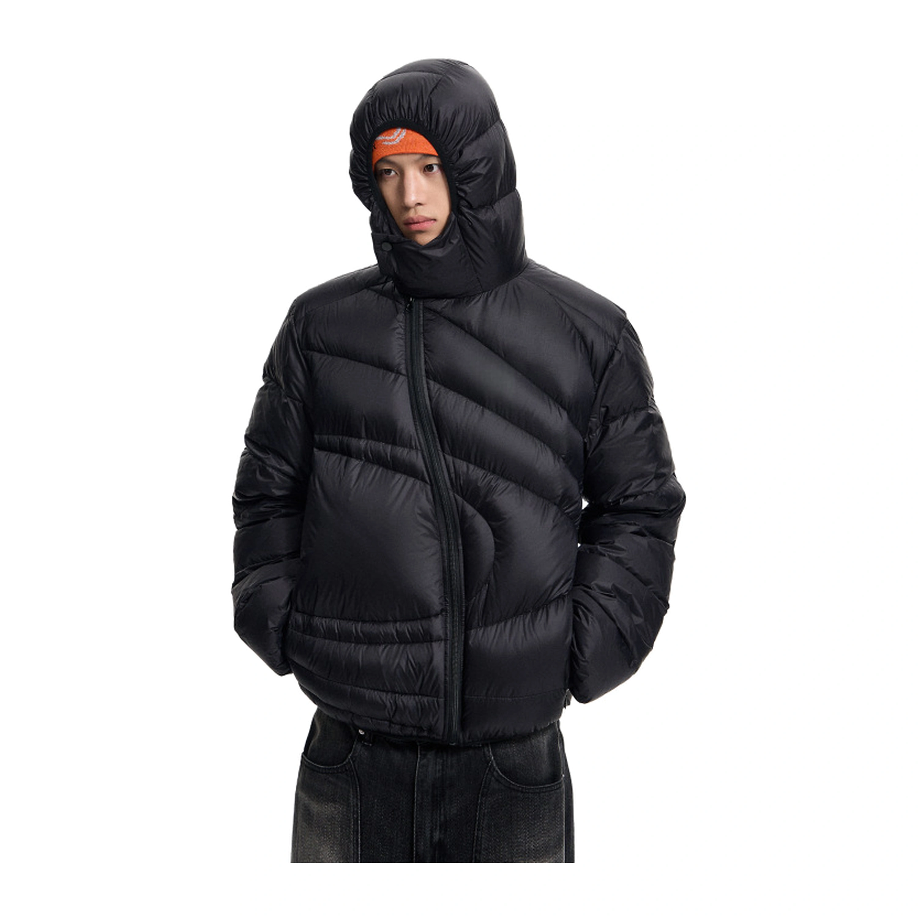 Chaqueta acolchada unisex, chunyafang 400T, cierre diagonal, holgada, talla grande